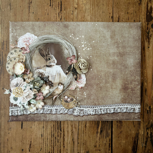 Mixed Media Canvas - Easter Bunny