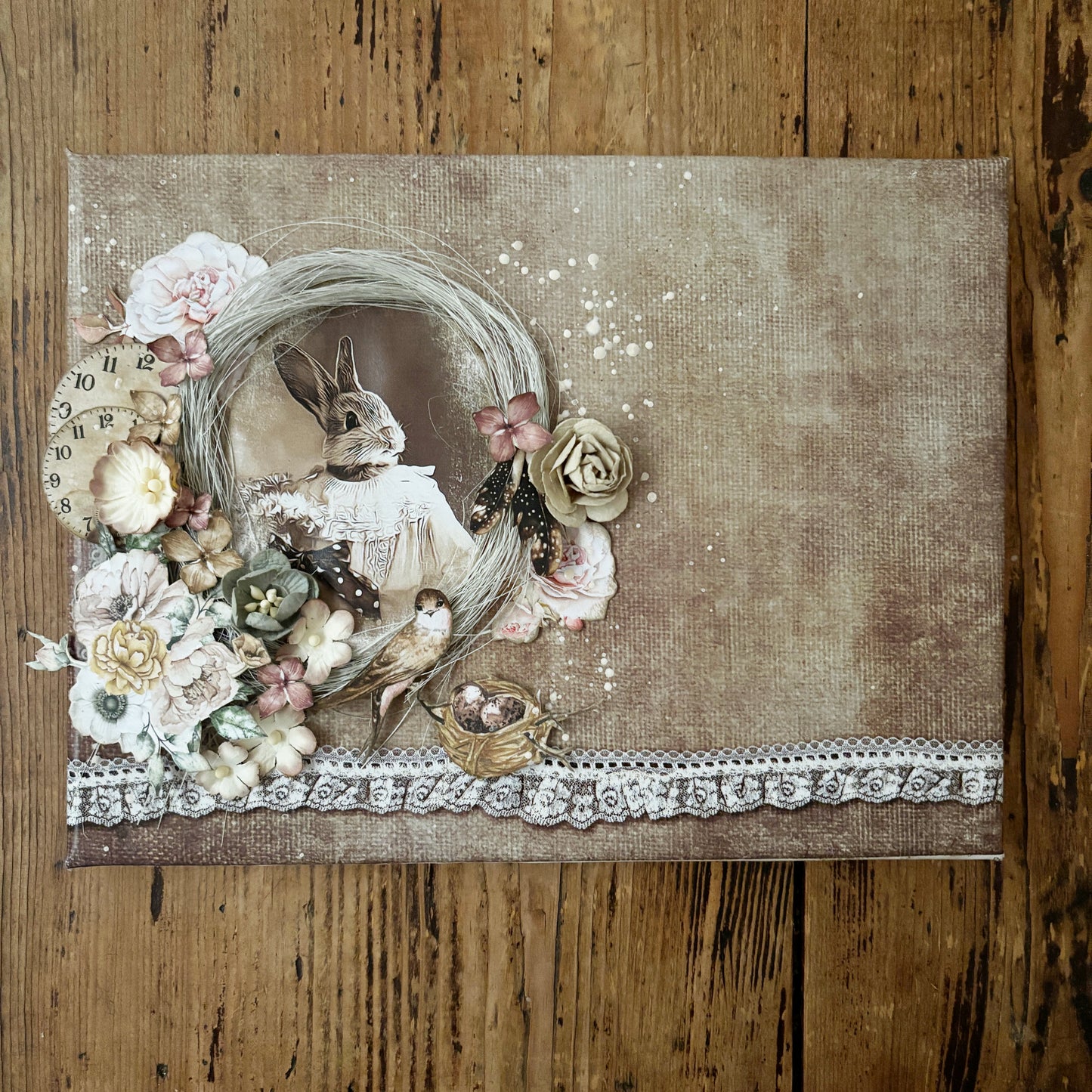 Mixed Media Canvas - Easter Bunny